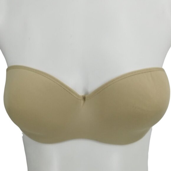 Le Mystere Shameless Strapless Underwire Beige Bra Size 32DD Multiway No Straps - Picture 1 of 11